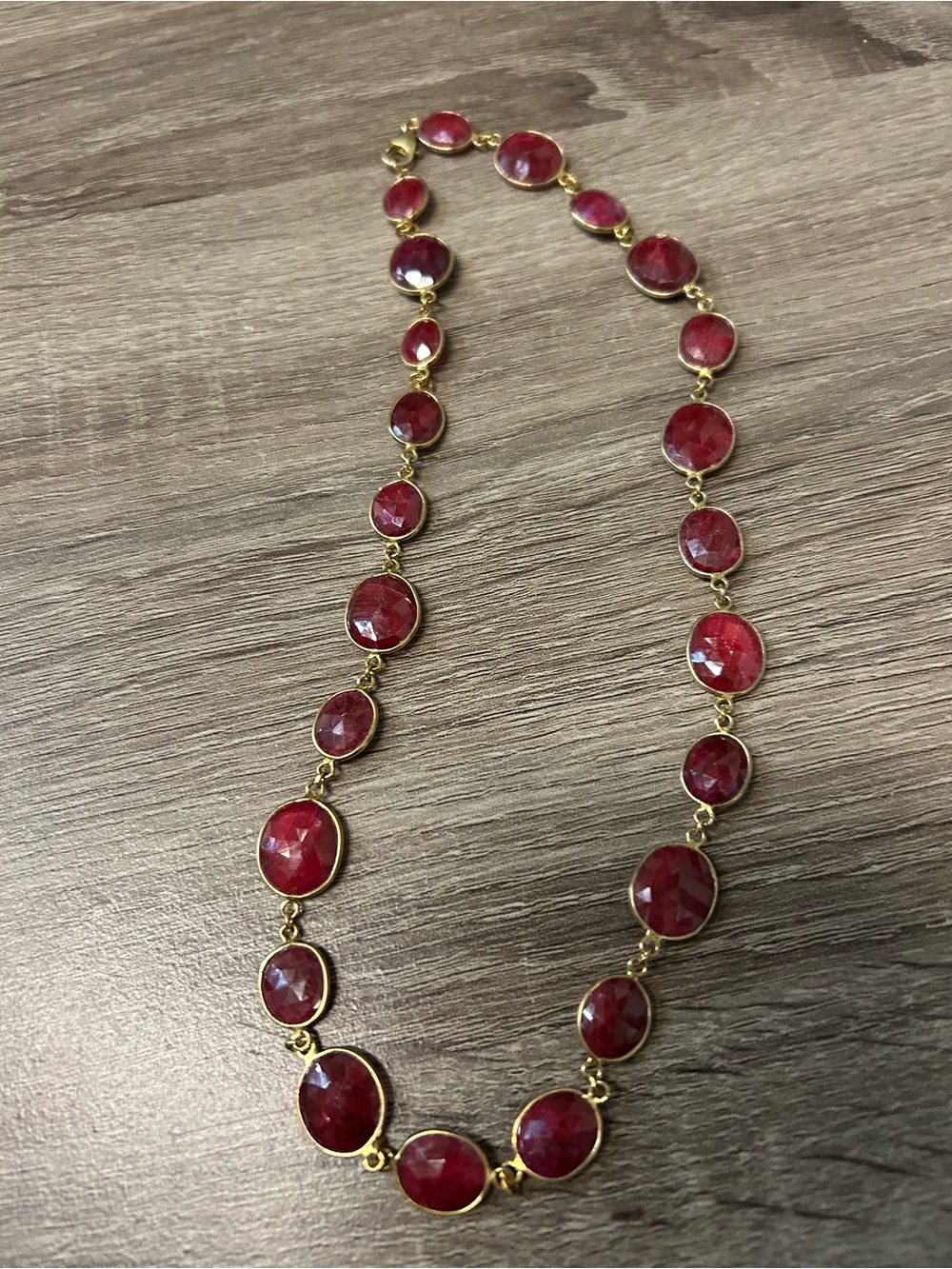 Gold Red Faceted Jasper genuine real Stone Necklace 18”